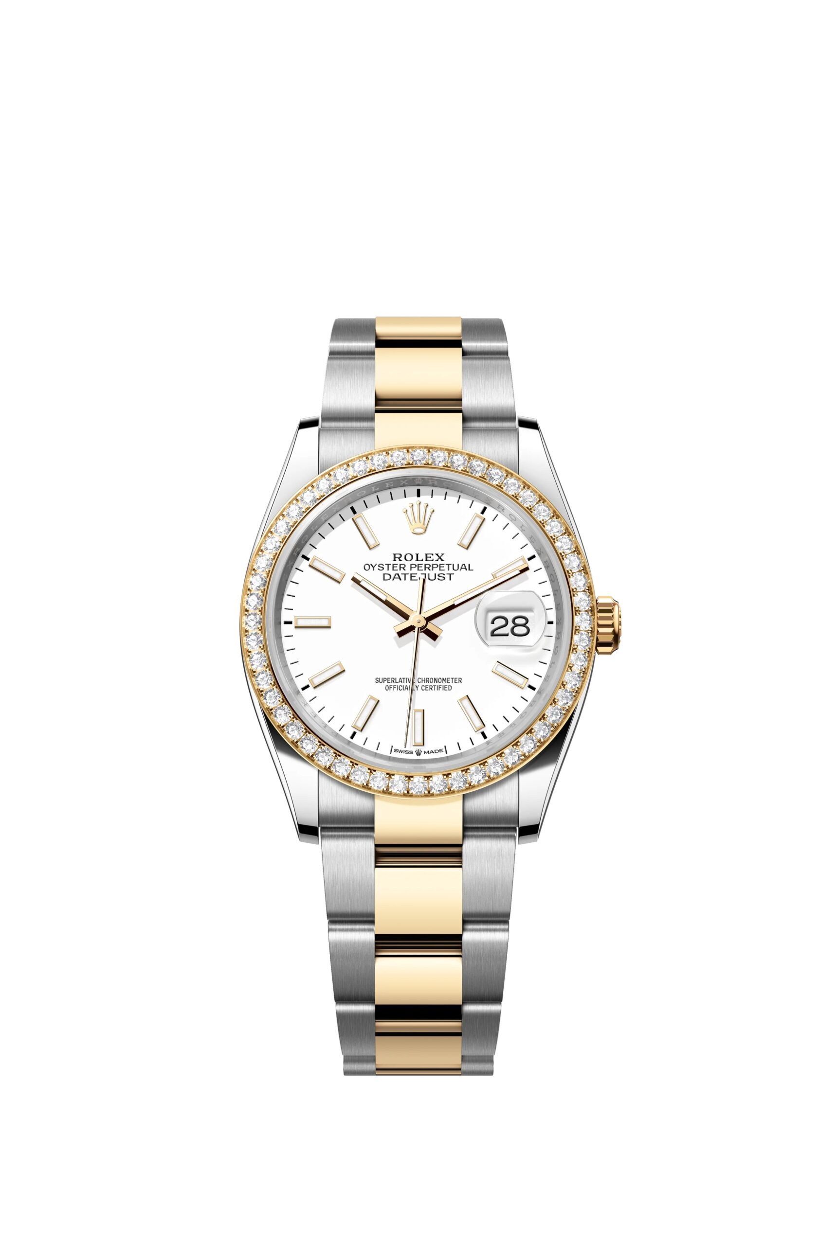 Rolex Datejust 36 Oyster, 36 mm, Oystersteel, yellow gold and diamonds Reference 126283RBR