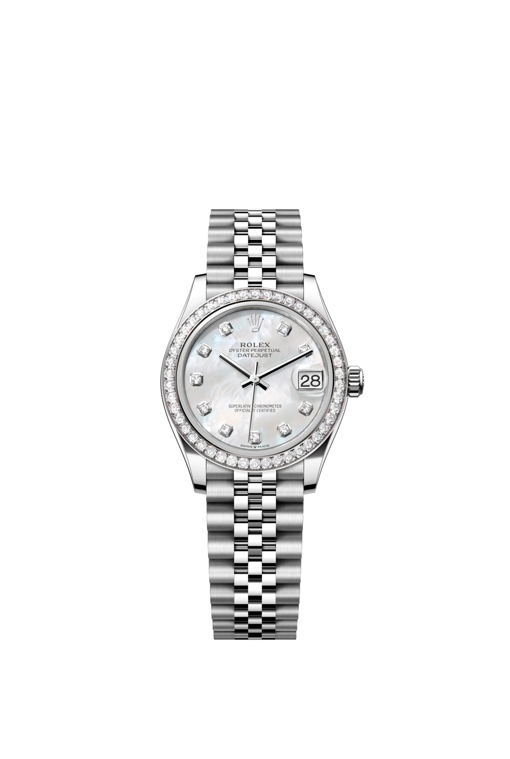 Rolex Datejust 31 Oyster, 31 mm, Oystersteel, white gold and diamonds Reference 278384RBR