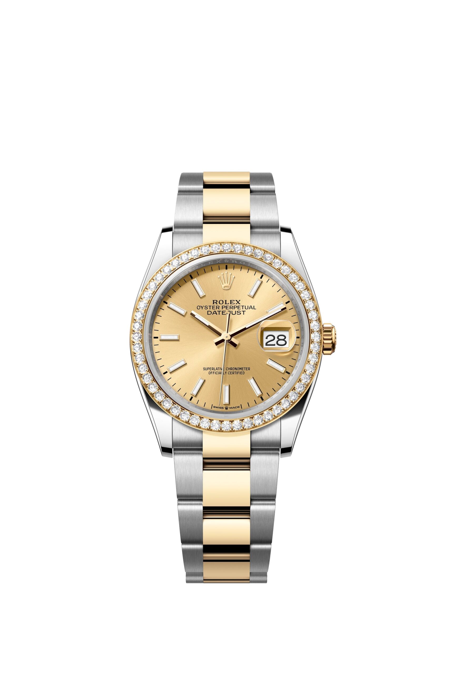 Rolex Datejust 36 Oyster, 36 mm, Oystersteel, yellow gold ard diamonds Reference 126283RBR