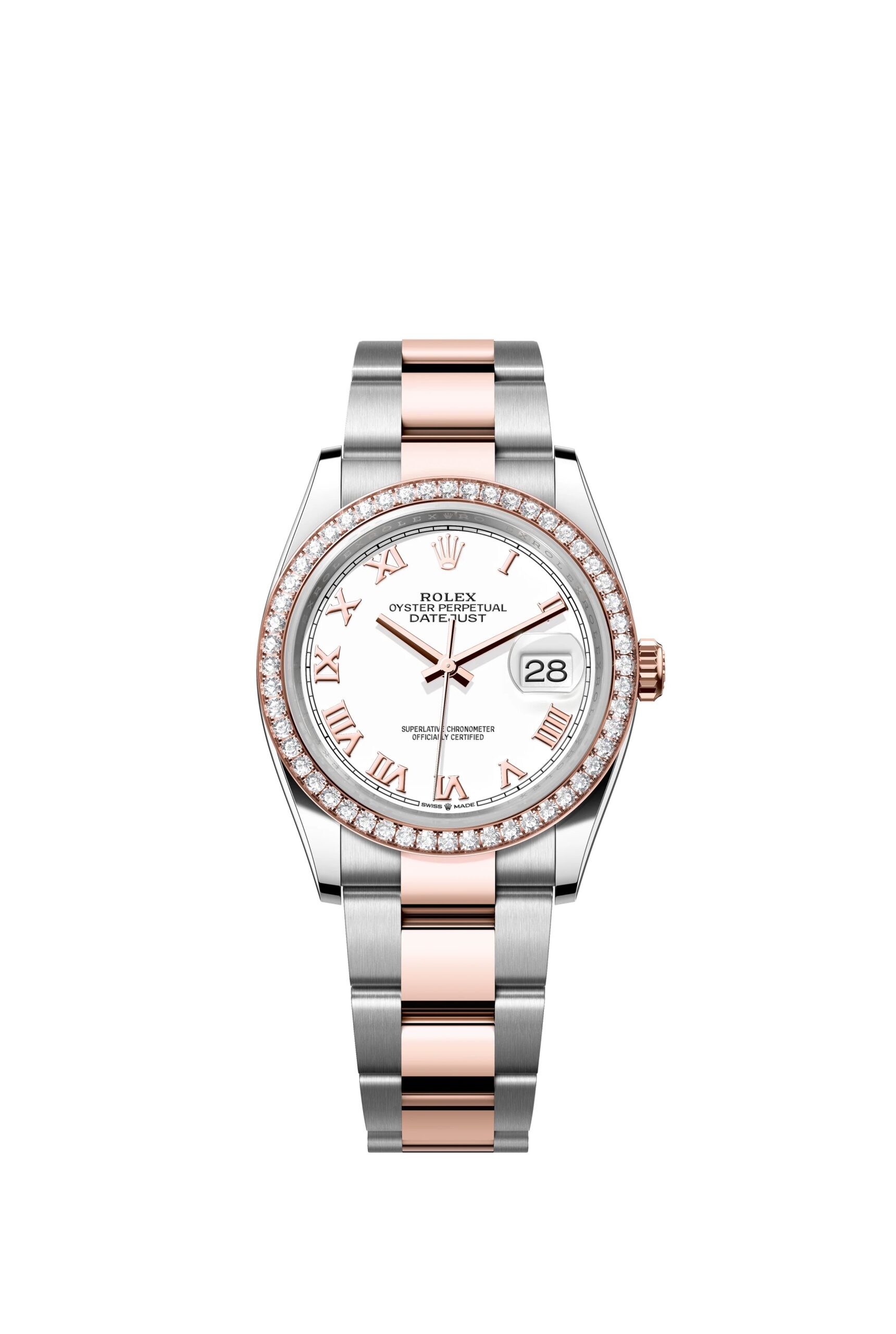 Rolex Datejust 36 Oyster, 36 mm, Oystersteel, Everose gold and diamonds Reference 126281RBR