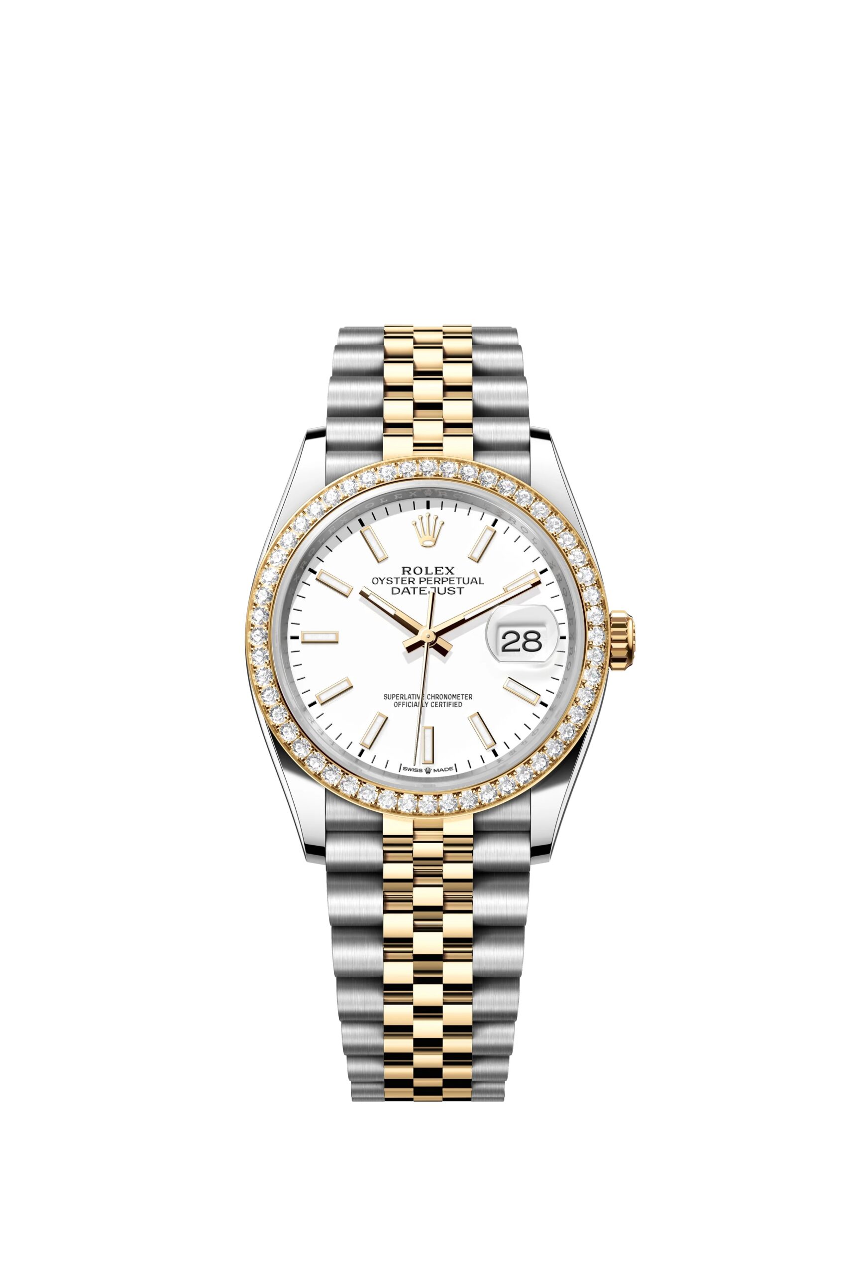 Rolex Datejust 36 Oyster, 36 mm, Oystersteel, yellow gold and diamonds Reference 126283RBR