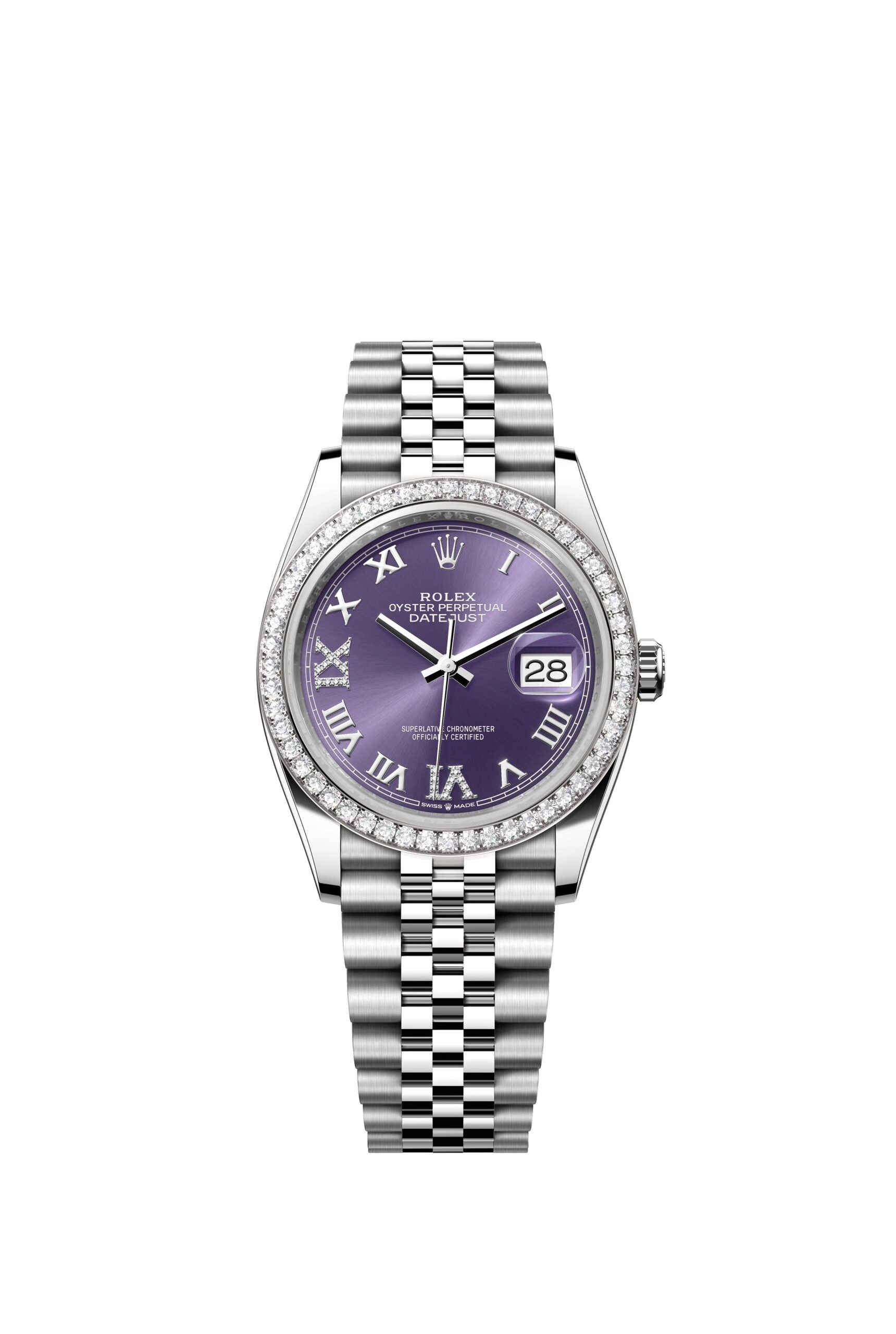 Rolex Datejust 36 Oyster, 36 mm, Oystersteel, white gold and diamonds Reference 126284RBR
