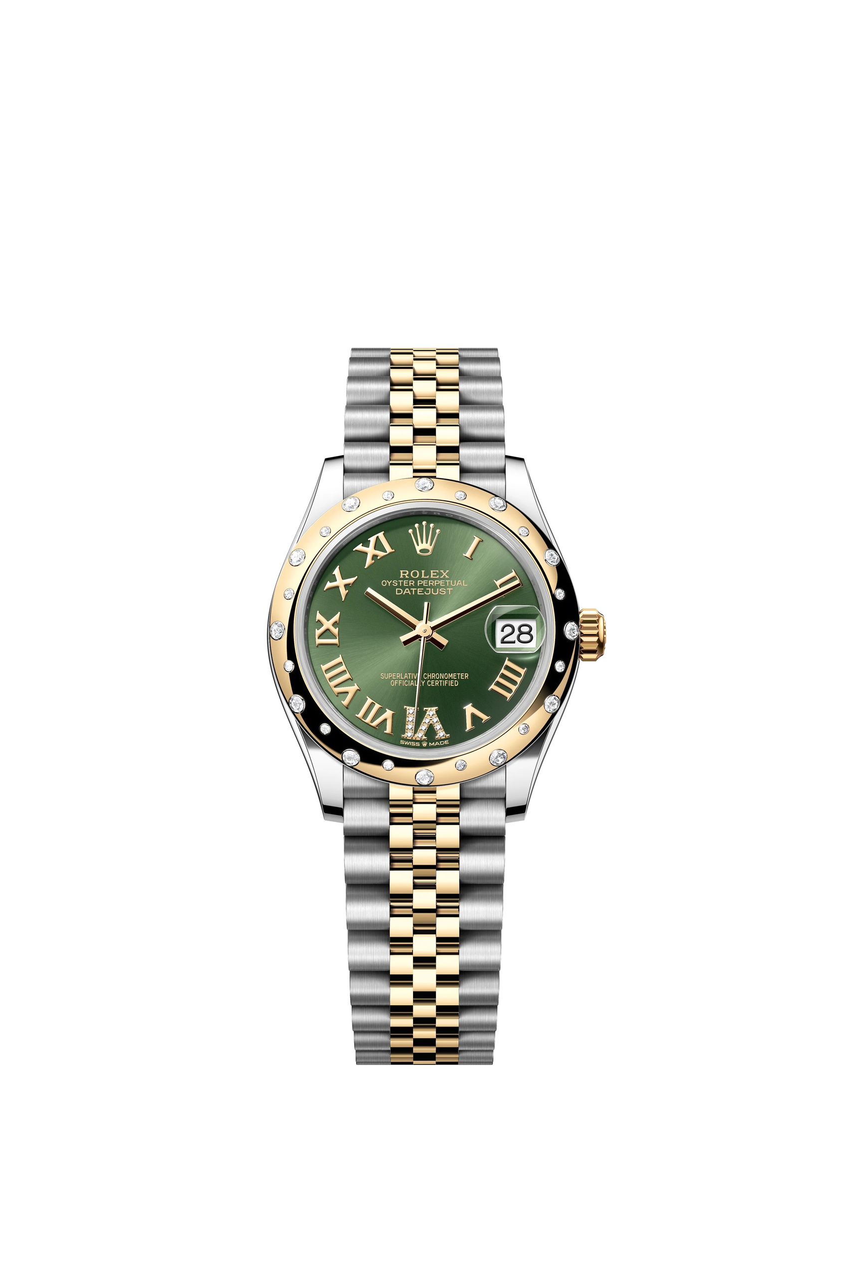 Rolex Datejust 31 Oyster, 31 mm, Oystersteel, yellow gold and diamonds Reference 278343RBR