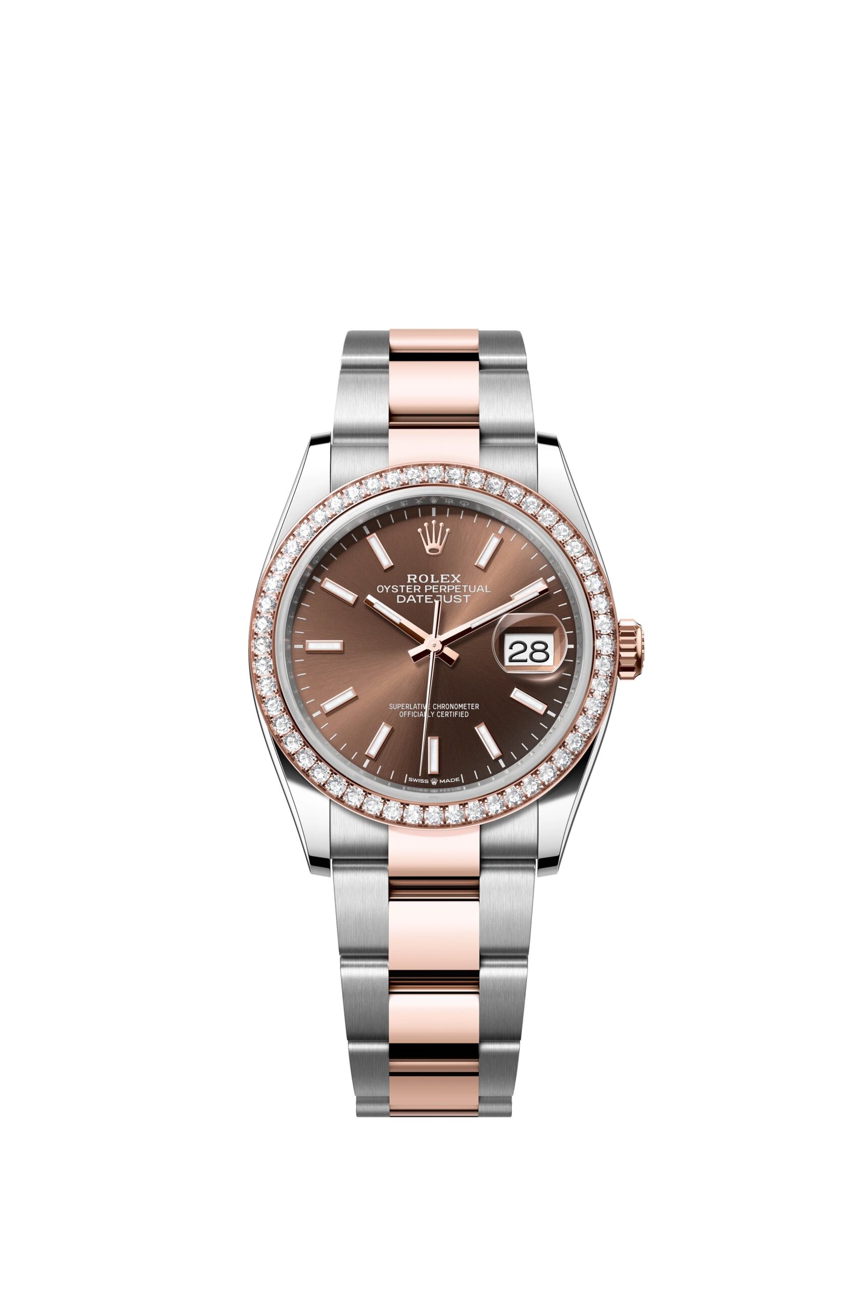 Rolex Datejust 36 Oyster, 36 mm, Oystersteel Everose gold and diamonds Reference 126281RBR