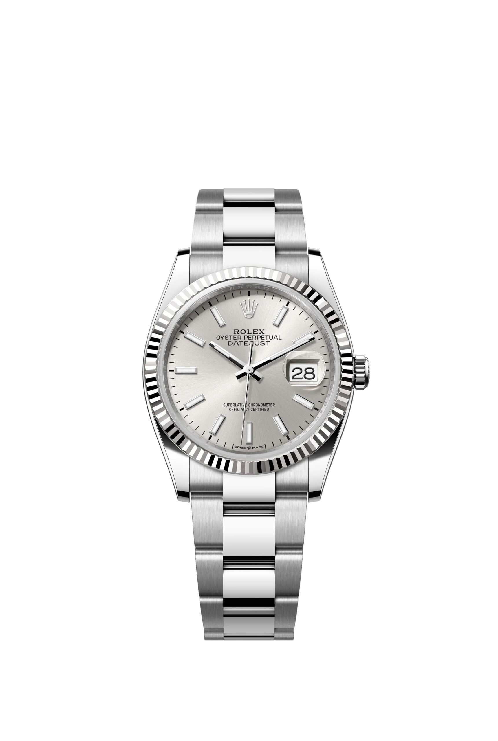 Rolex Datejust 36 Oyster, 36 mm, Oystersteel and white gord Reference 126234